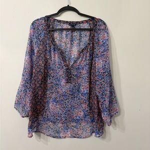 American Eagle Outfitters Floral Blouse - Blue and Pink